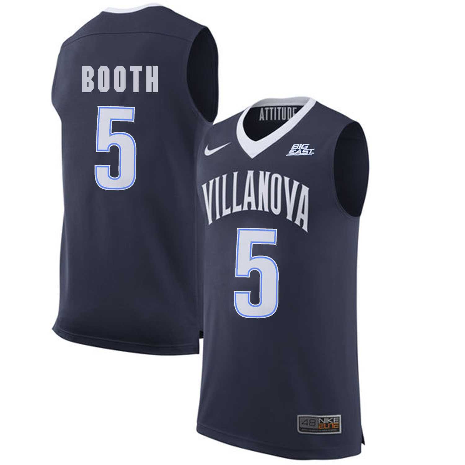 Villanova Wildcats #5 Phil Booth Navy College Basketball Elite Jersey